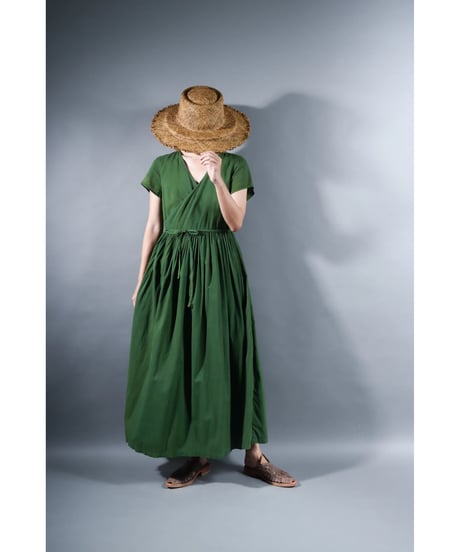 1.Lilith cap sleeve dress / sp / Organic cotton lawn /  Forest green