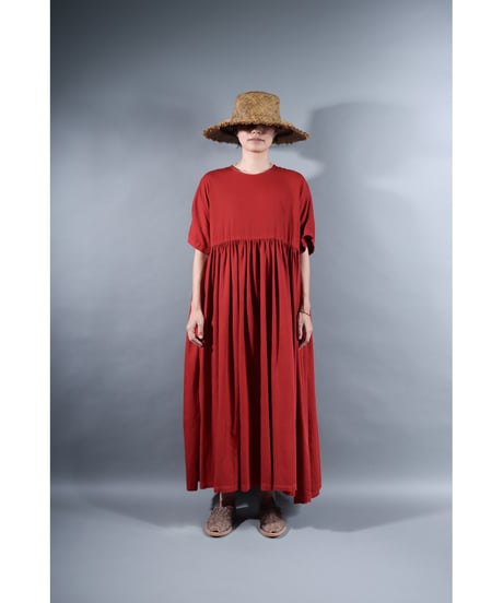 3.Kurteno-dress / sp / Half sleeve / Organic cotton satin / Madder red