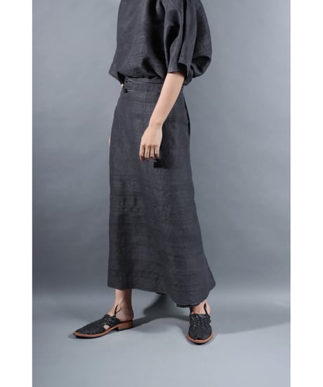 2.Tibetan skirt / Silk khadhi tusser / Charcoal gray