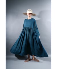4.Kurteno-dress  / Long sleeve / Organic cotton satin / Dark water