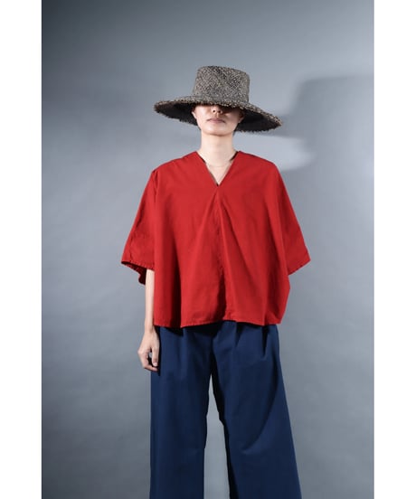 2.Ronda v-neck tops / sp / Organic cotton / Madder red