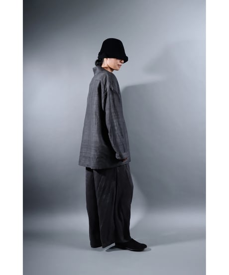 １.Haori tussar / Silk khadi / size 2 / Charcoal gray