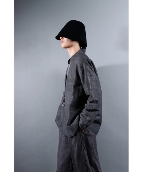 １.Haori tussar / Silk khadi / size 1 / Charcoal gray