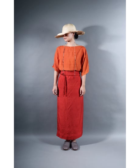 1.Tibetan skirt / Silk khadhi / Madder red