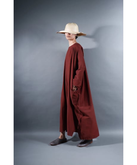 3.Drop / Dress / Silk Cotton Khadi / Brick brown