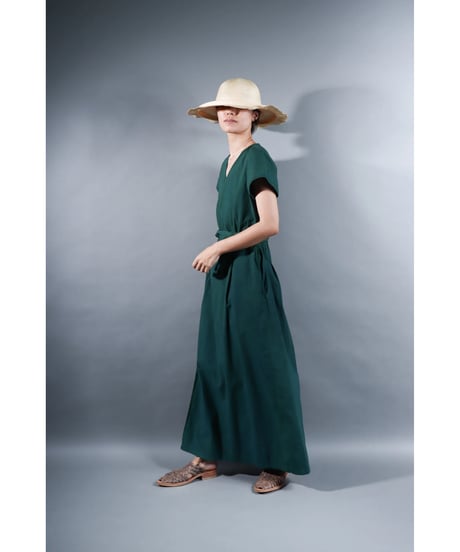 3.Rulo-capsleeve dress / Organic cotton / Ever green