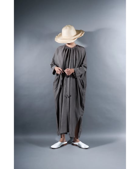 4.Drop / Dress / Silk cotton Khadi / Light gray