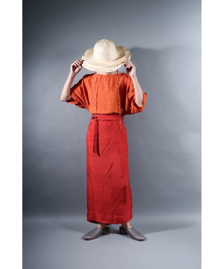1.Tibetan skirt / Silk khadhi / Madder red