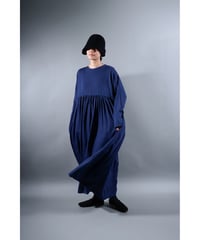 5.Kurteno-dress sp/ Long sleeve / Organic cotton satin / Midnight blue