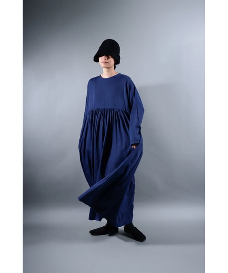 5.Kurteno-dress sp/ Long sleeve / Organic cotton satin / Midnight blue