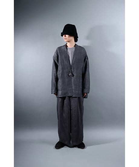 １.Haori tussar / Silk khadi / size 2 / Charcoal gray