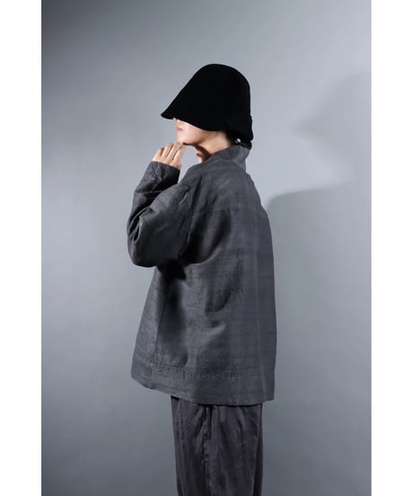 １.Haori tussar / Silk khadi / size 1 / Charcoal gray