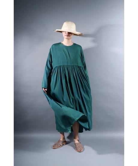 3.Kurteno-dress  / Long sleeve / Organic cotton satin / Sea green