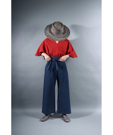 2.Hakama pants / sp / organic cotton typewriter / size1 / Iron blue