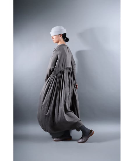 1.Kurteno-dress / Long sleeve / Organic cotton satin / Soft gray