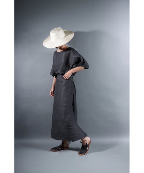2.Tibetan skirt / Silk khadhi tusser / Charcoal gray