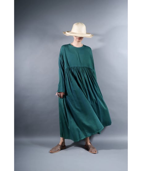 3.Kurteno-dress  / Long sleeve / Organic cotton satin / Sea green