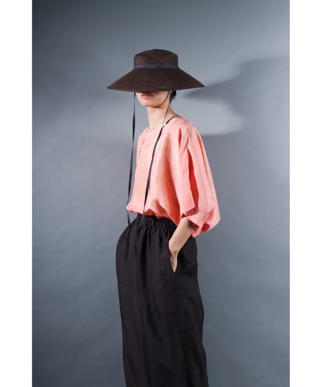 6.Karesante / slashed neck / Silk khadi / Peach pink