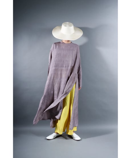 2. Slit dress / Long sleeve / Silk khadi / Pale purple gray