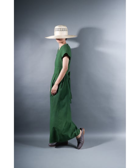 1.Rulo / Dress / Cap sleeve / Organic cotton Cord lane / Leaf green