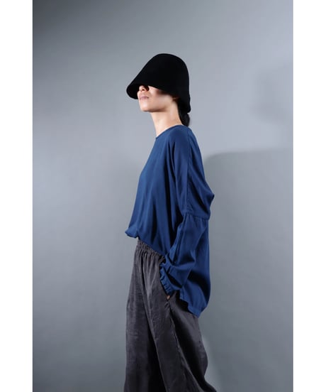 １.Fendo-Long sleeve tops / Organic cotton satin / Ryukyu indigo