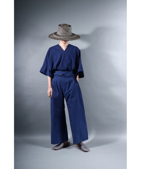 1.Hakama pants / sp / organic cotton typewriter / size1 / Evening blue