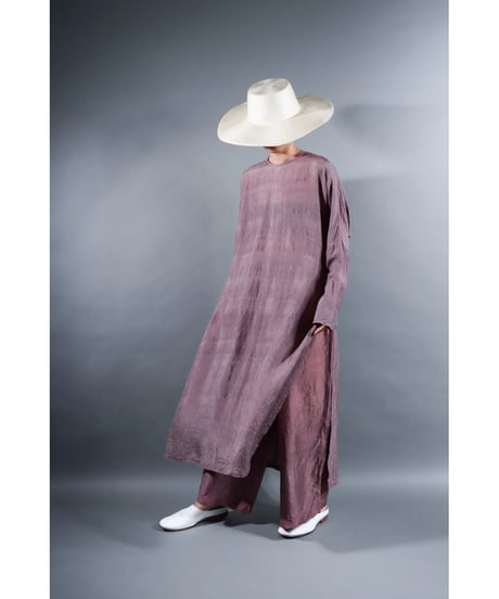 1. Slit dress / Long sleeve / Silk khadi / Calm purple