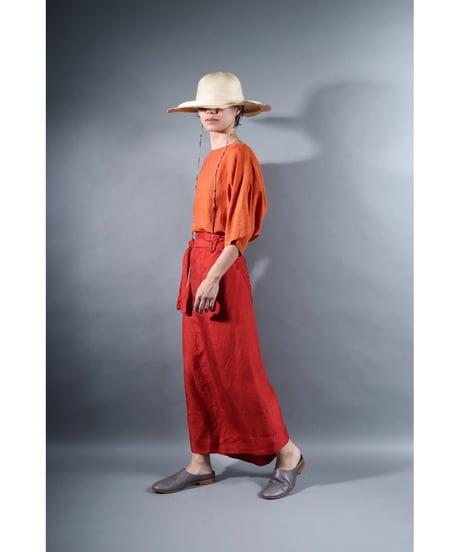 1.Tibetan skirt / Silk khadhi / Madder red