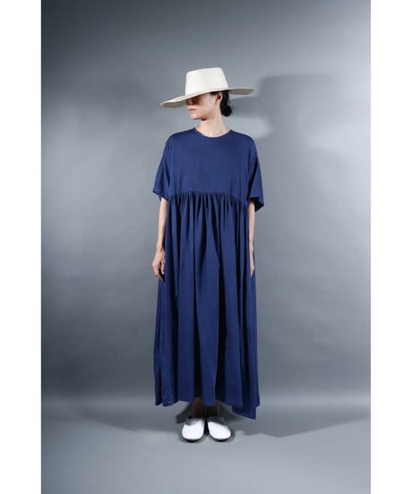 1.Kurteno-dress / sp / Half sleeve / Organic cotton satin / Evening blue