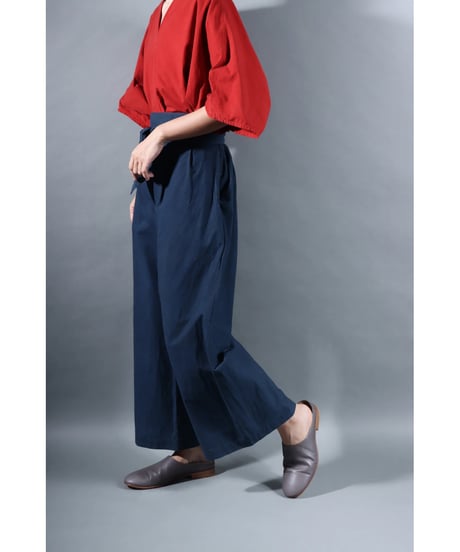 2.Hakama pants / sp / organic cotton typewriter / size1 / Iron blue
