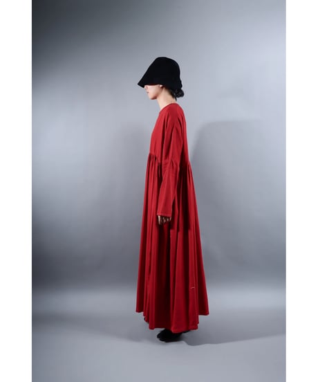 4.Kurteno-dress sp/ Long sleeve / Organic cotton satin / Madder red