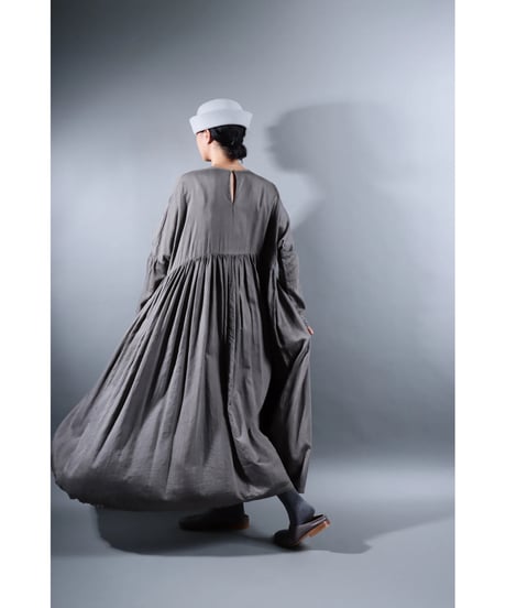 1.Kurteno-dress / Long sleeve / Organic cotton satin / Soft gray