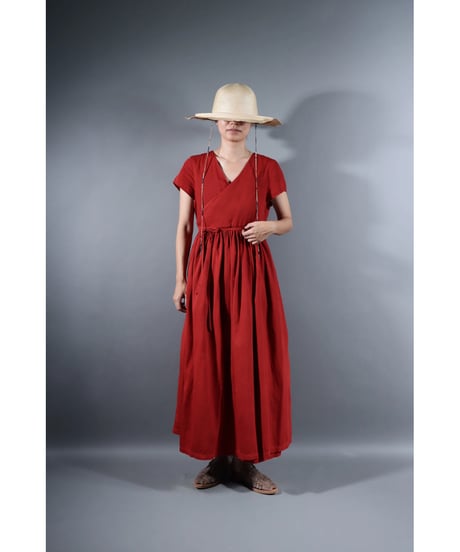 2.Lilith cap sleeve dress /sp/ Organic cotton satin  / Madder red