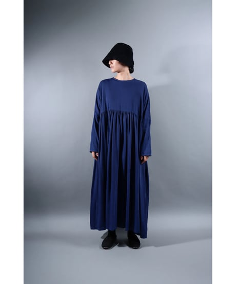 5.Kurteno-dress sp/ Long sleeve / Organic cotton satin / Midnight blue