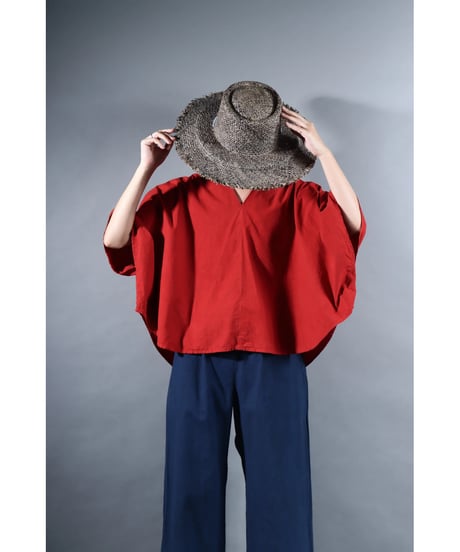 2.Ronda v-neck tops / sp / Organic cotton / Madder red