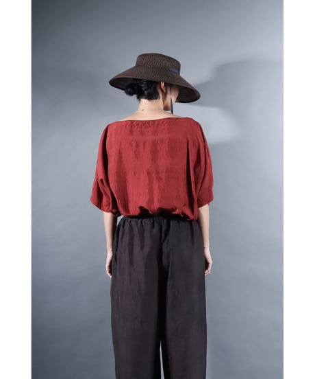 2.Karesante / slashed neck / Silk khadi / Dark madder red