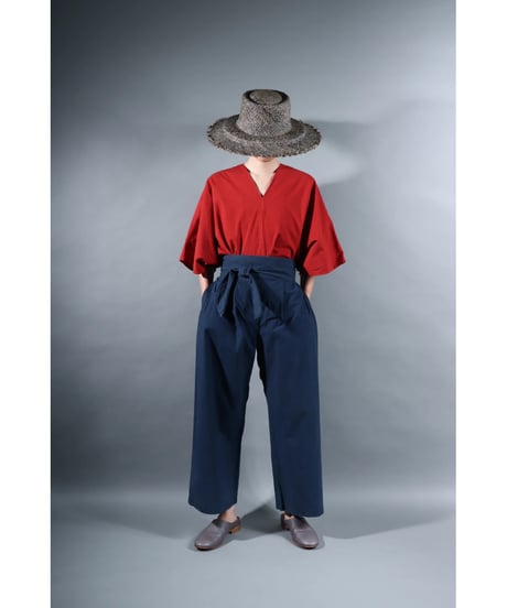 2.Hakama pants / sp / organic cotton typewriter / size1 / Iron blue