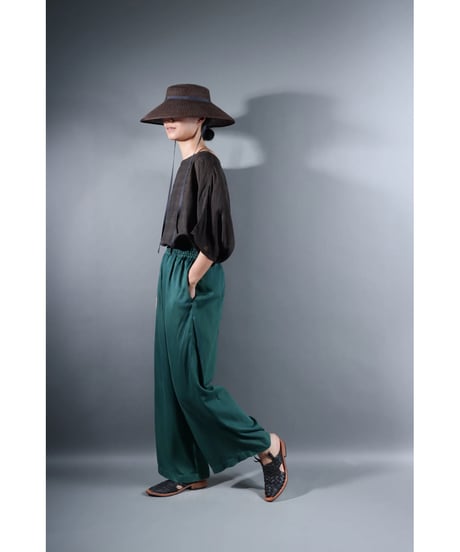 1.Lumo-pants / Organic cotton satin / Lake green