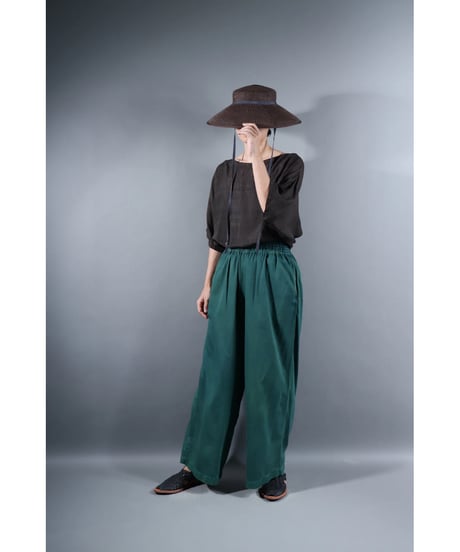 1.Lumo-pants / Organic cotton satin / Lake green