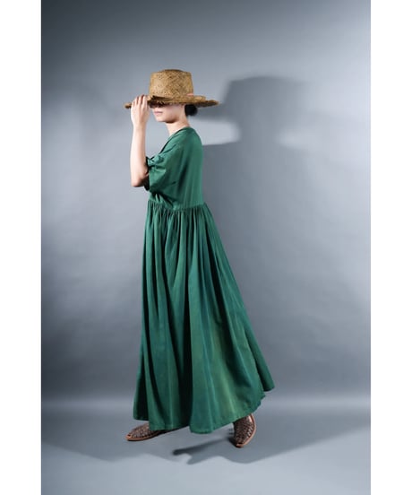 2.Kurteno-dress / Half sleeve / Organic cotton satin / Atoll green