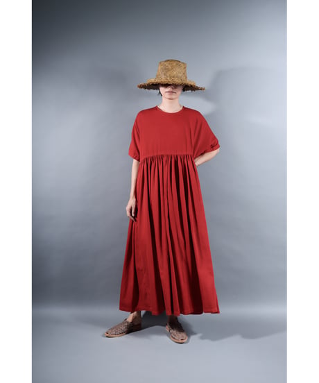 3.Kurteno-dress / sp / Half sleeve / Organic cotton satin / Madder red
