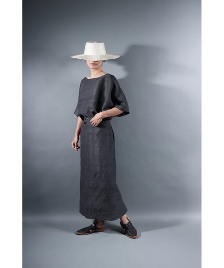 2.Tibetan skirt / Silk khadhi tusser / Charcoal gray