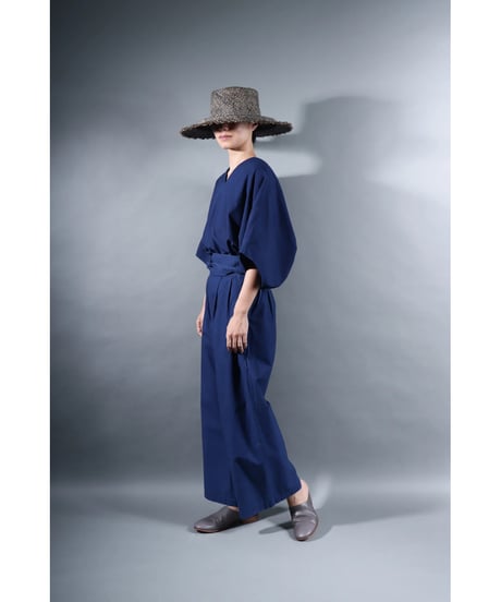 1.Hakama pants / sp / organic cotton typewriter / size1 / Evening blue