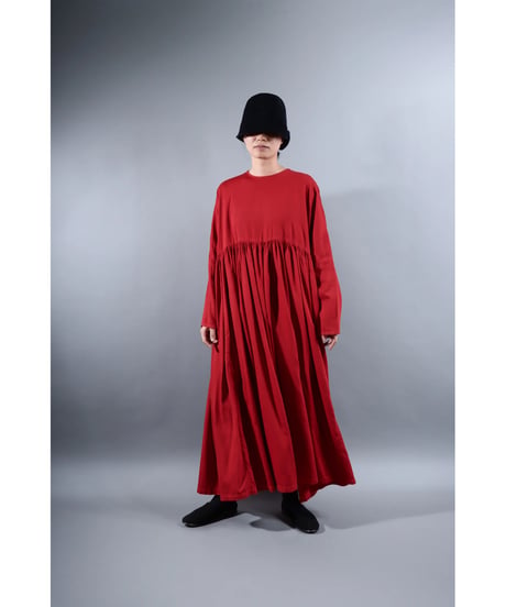 4.Kurteno-dress sp/ Long sleeve / Organic cotton satin / Madder red