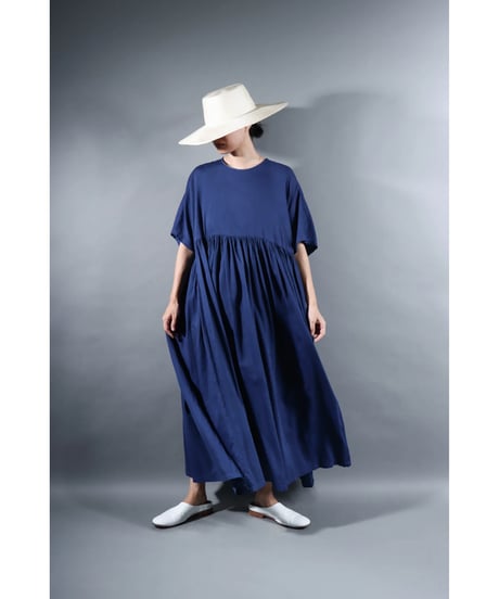 1.Kurteno-dress / sp / Half sleeve / Organic cotton satin / Evening blue