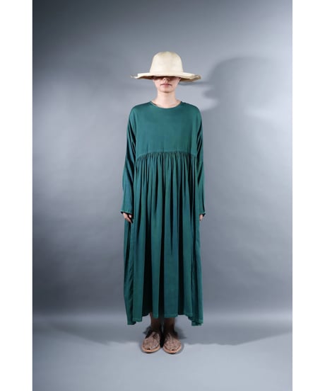 3.Kurteno-dress  / Long sleeve / Organic cotton satin / Sea green
