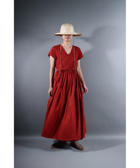 2.Lilith cap sleeve dress /sp/ Organic cotton satin  / Madder red