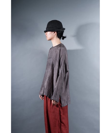 1.Fendo / Long sleeve tops / Silk khadi / Metalic gray