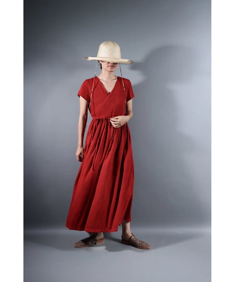 2.Lilith cap sleeve dress /sp/ Organic cotton satin  / Madder red