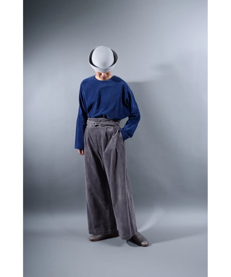 1.Hakama corduroy pants / organic cotton / size1 / Purplish gray